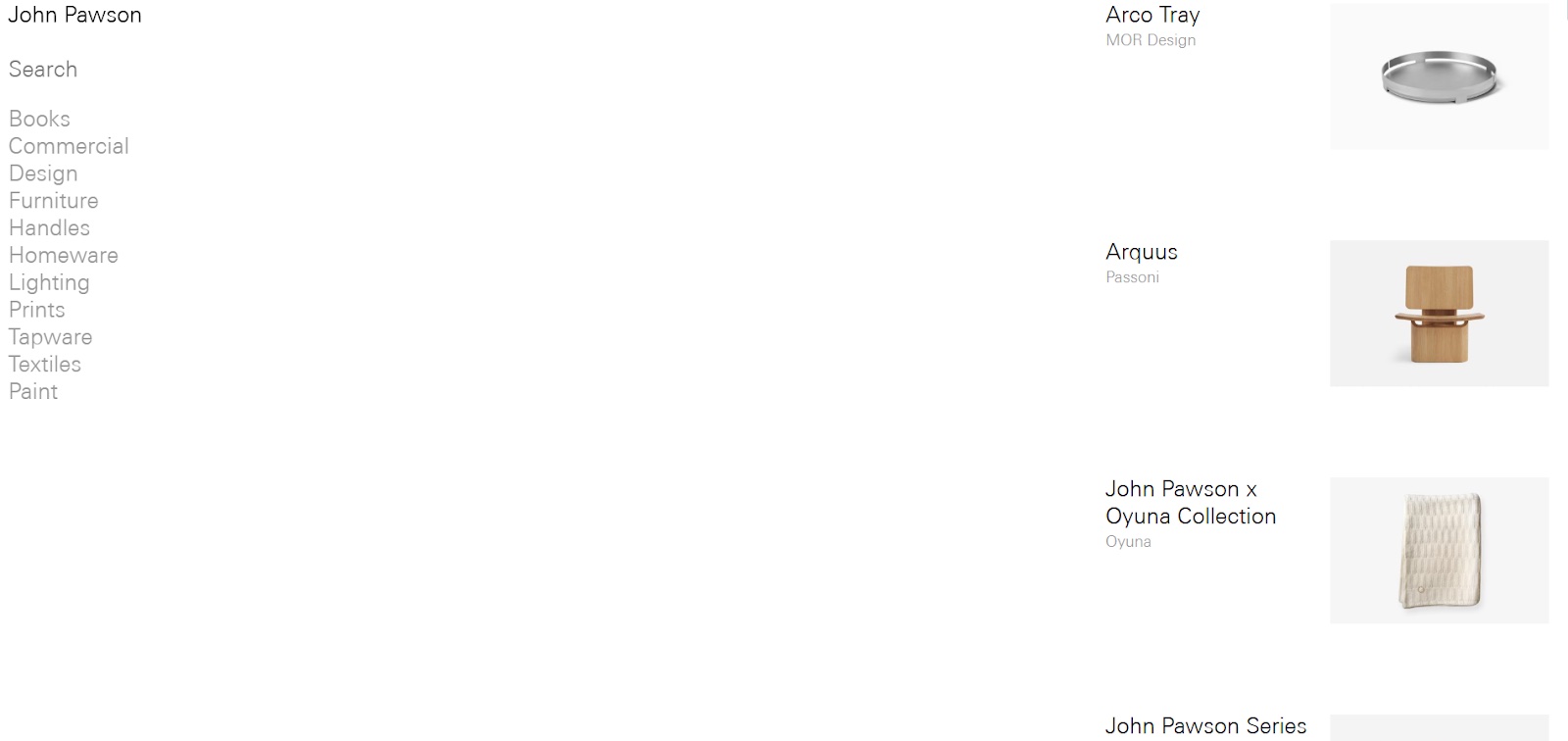 Screenshot of John Pawson website (johnpawson.com)