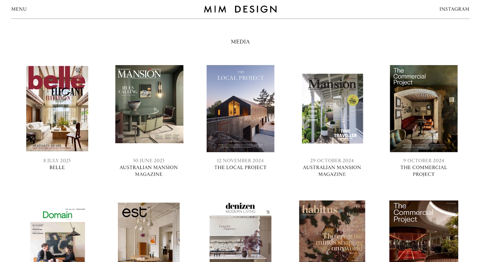 Screenshot of Mim Design website (mimdesign.com.au)
