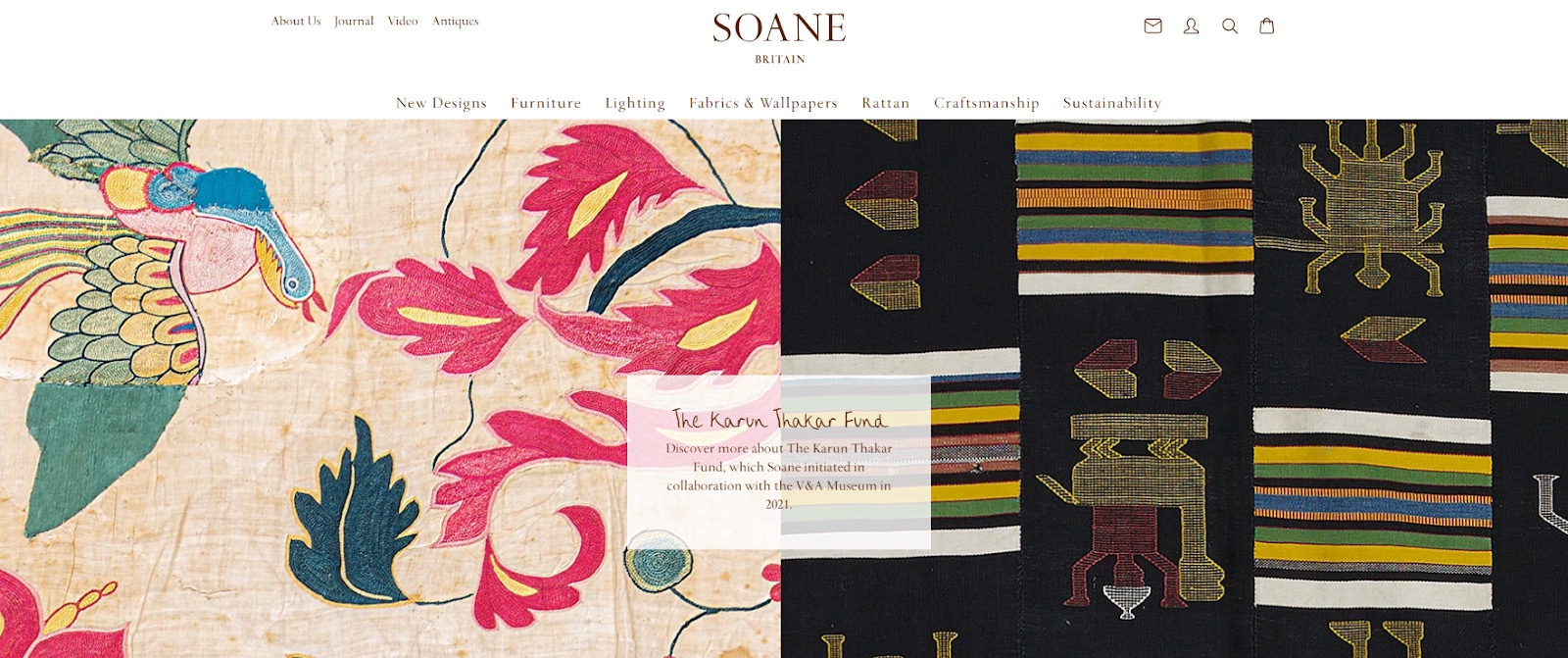 Screenshot of Soane Britain website (soane.com)