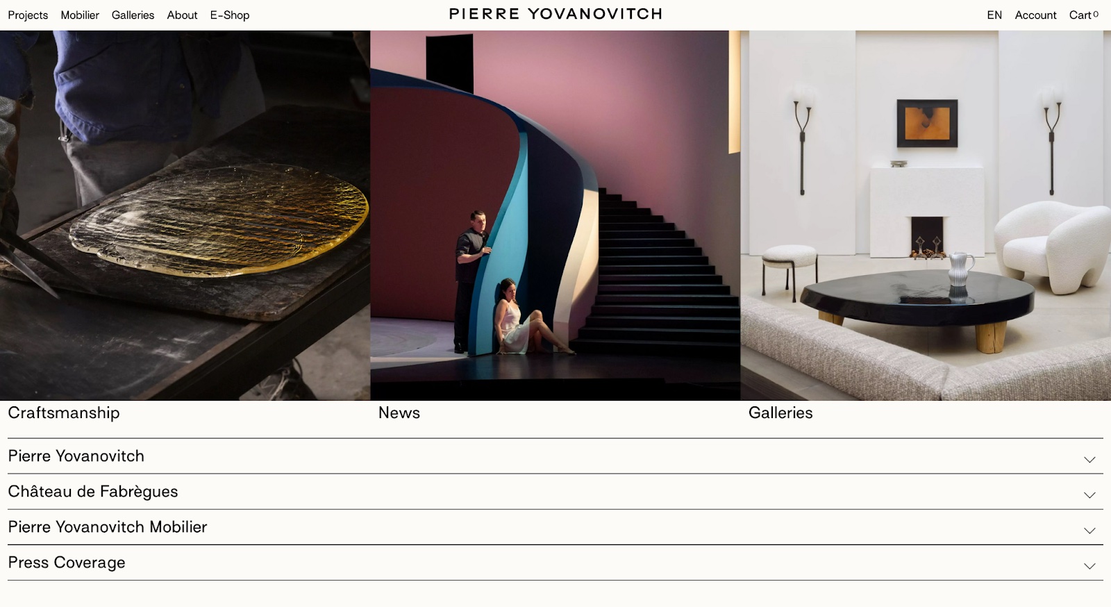Screenshot of Pierre Yovanovitch website (pierreyovanovitch.com)