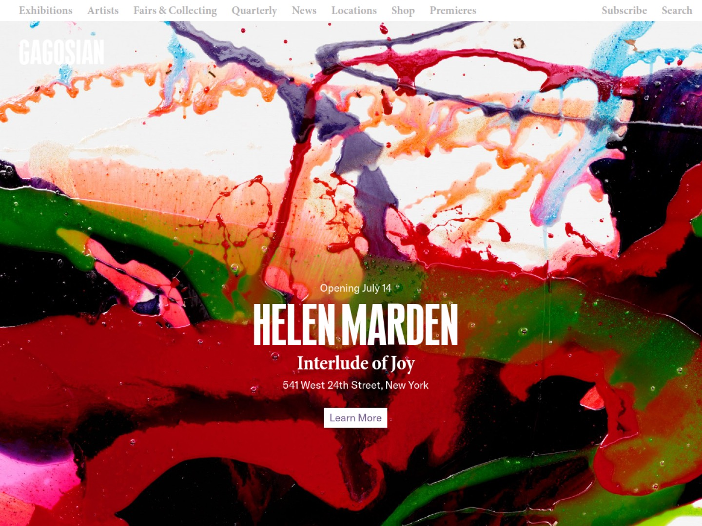 Screenshot of Gagosian website (gagosian.com)