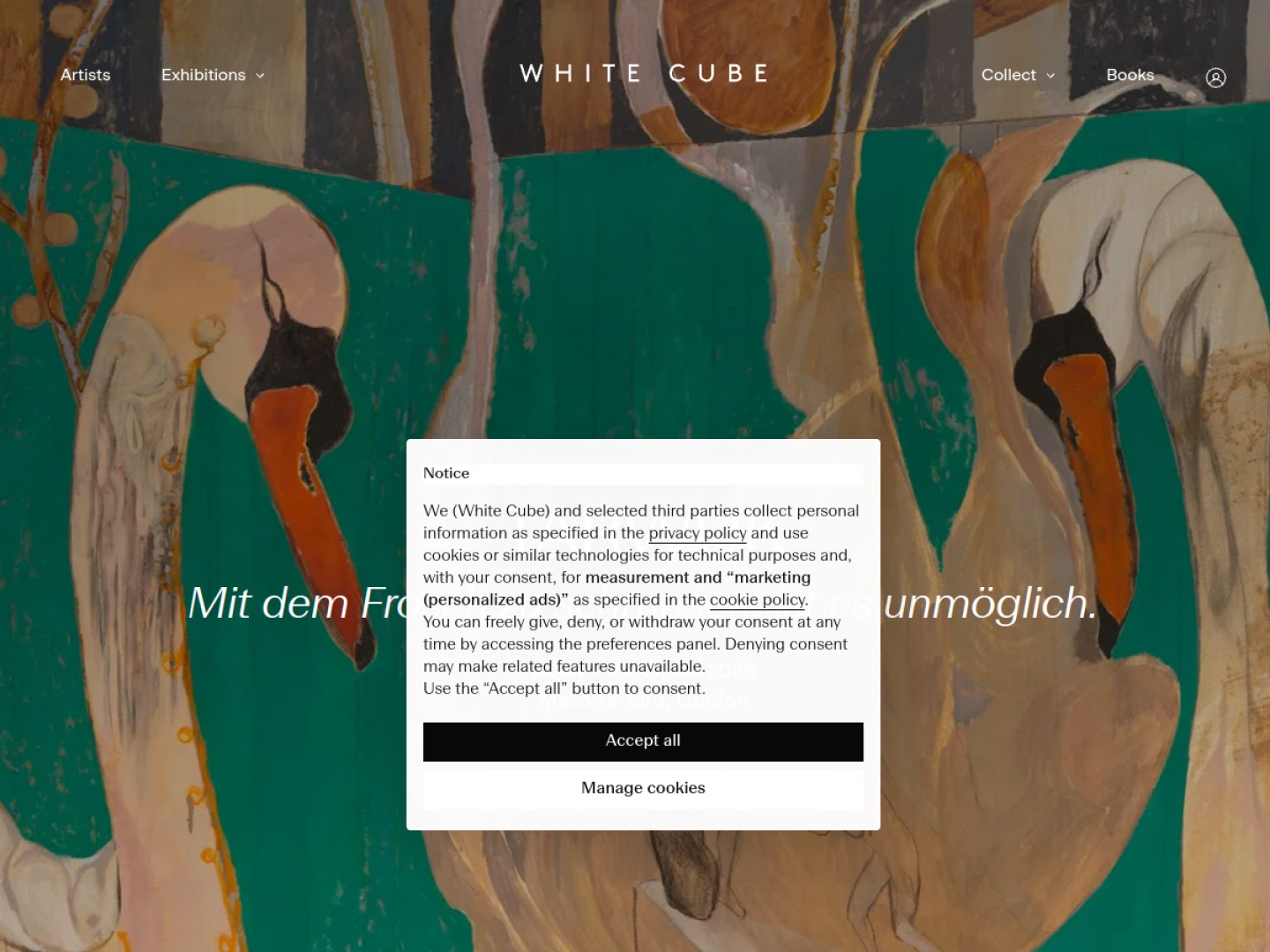 Screenshot of White Cube website (whitecube.com)