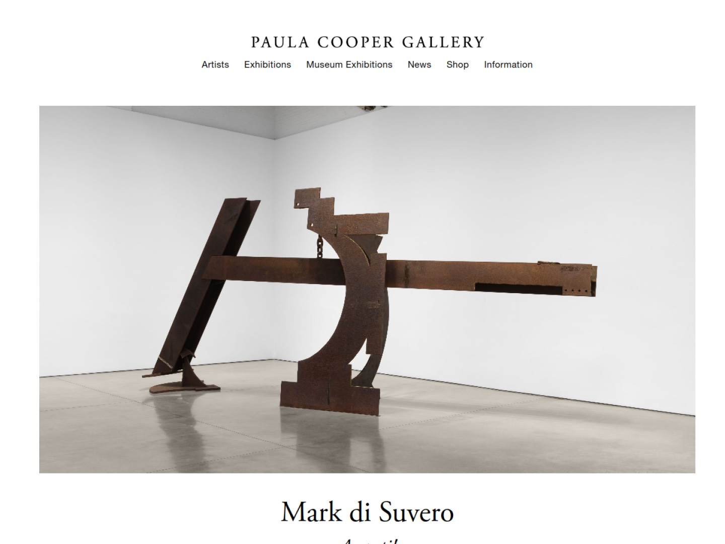 Screenshot of Paula Cooper Gallery website (paulacoopergallery.com)