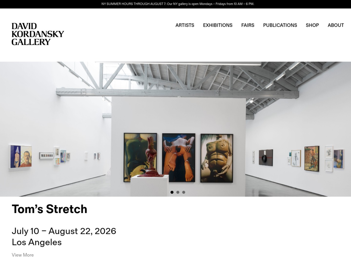 Screenshot of David Kordansky Gallery website (davidkordanskygallery.com)