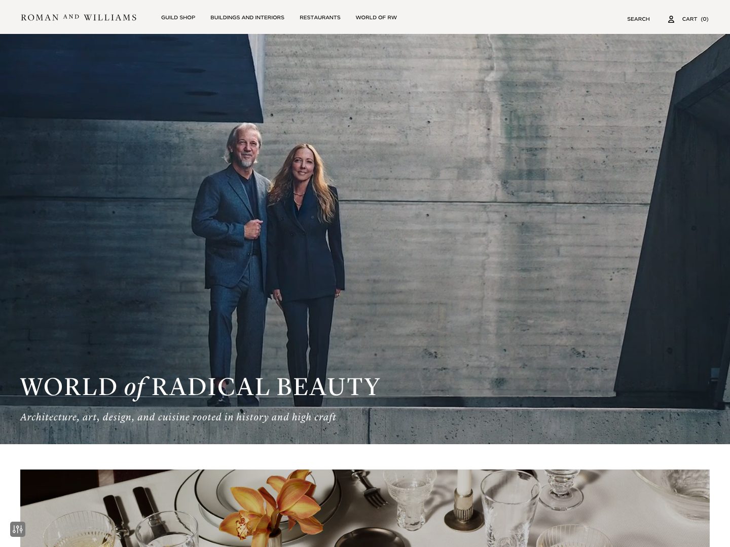 Screenshot of Roman and Williams Guild website (romanandwilliams.com)