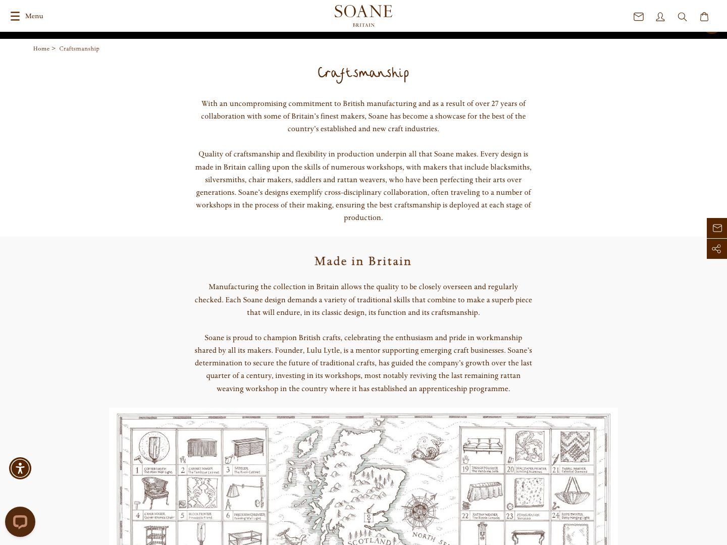 Screenshot of Soane Britain website (soane.com)
