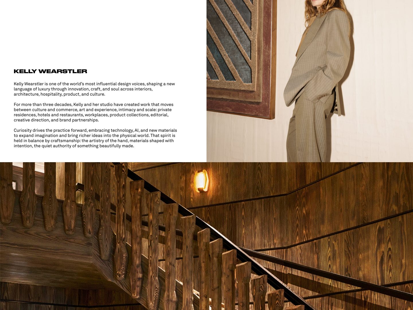 Screenshot of the Kelly Wearstler About page (kellywearstler.com)