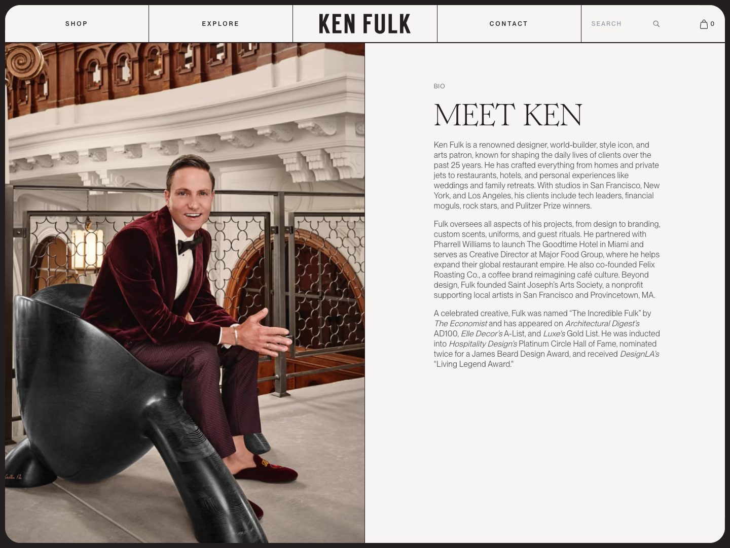 Screenshot of the Ken Fulk About page (kenfulk.com)