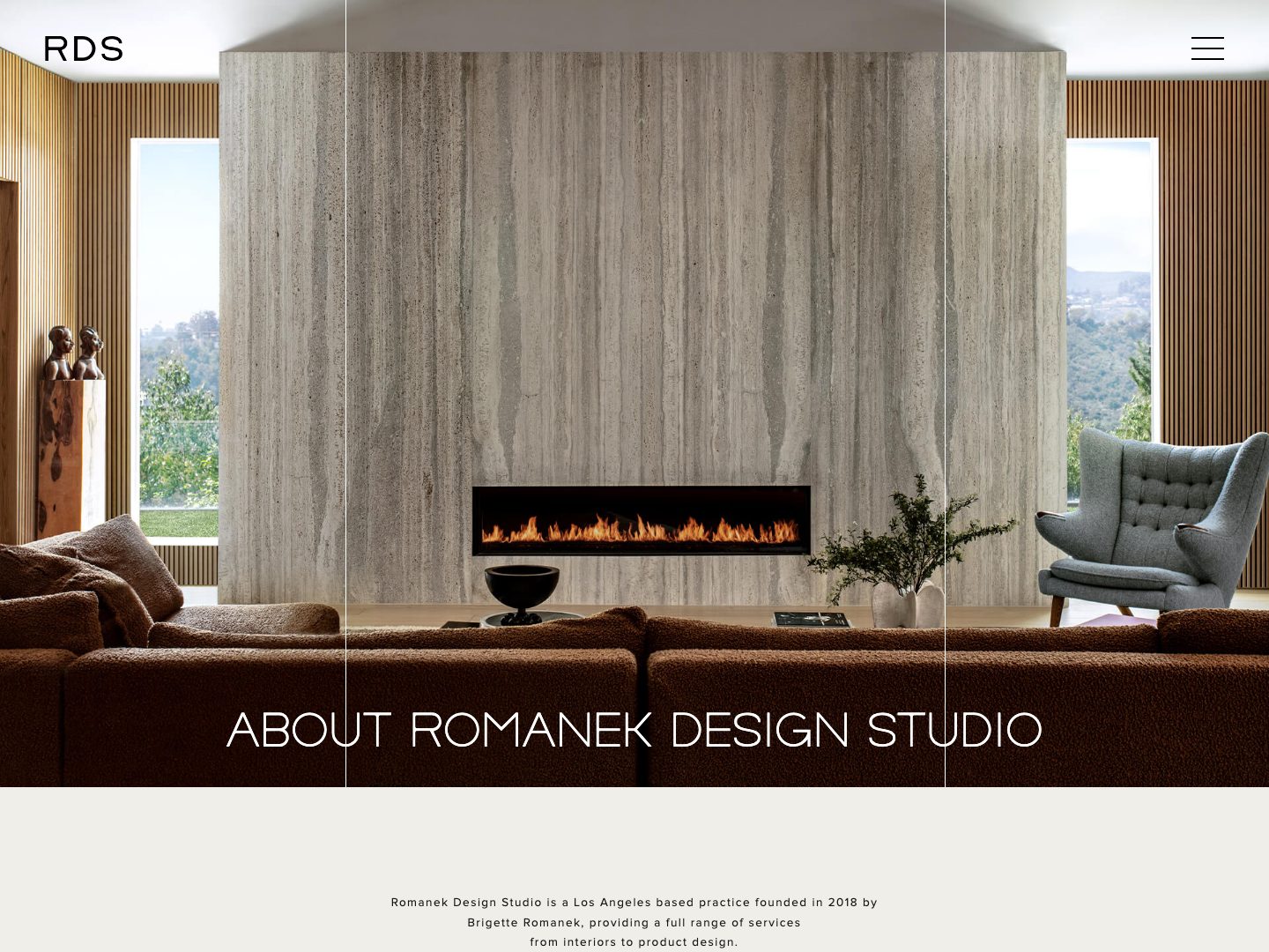 Screenshot of the Brigette Romanek About page (romanekdesignstudio.com)