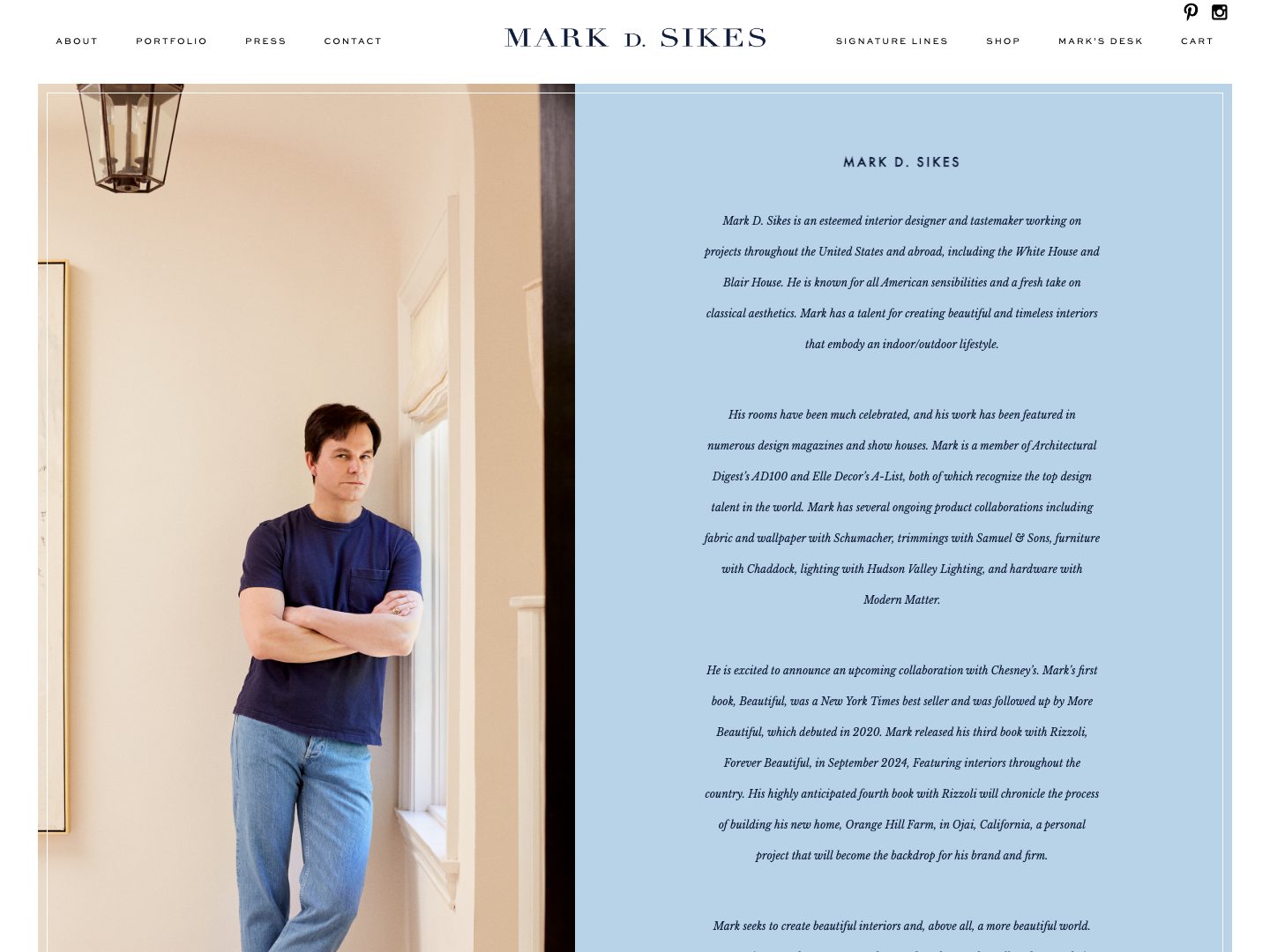 Screenshot of the Mark D. Sikes About page (markdsikes.com)